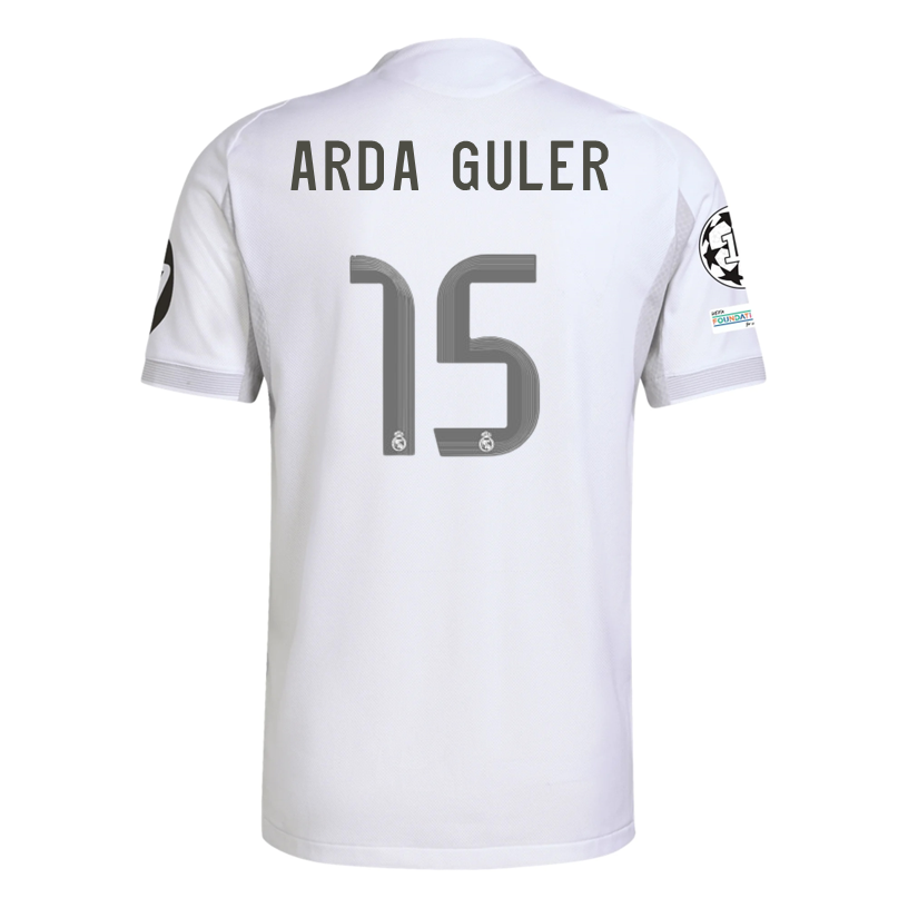 adidas Arda Güler Real Madrid 25/26 Home Jersey w/ Champions League Patches (White)