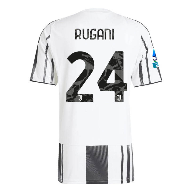 adidas Men&#39;s Juventus Rugani Home Jersey w/ Serie A Patch 25/26 (White/Black/Pink)