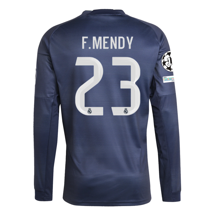 adidas Real Madrid F. Mendy Long Sleeve Away Jersey w/ Champions League Patches 25/26 (Legend Ink)