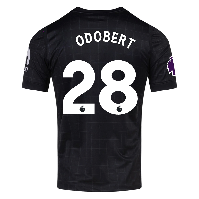 Nike Odobert Men's Tottenham Away Jersey w/ EPL + No Room For Racism Patches 25/26 (Black/Iron)