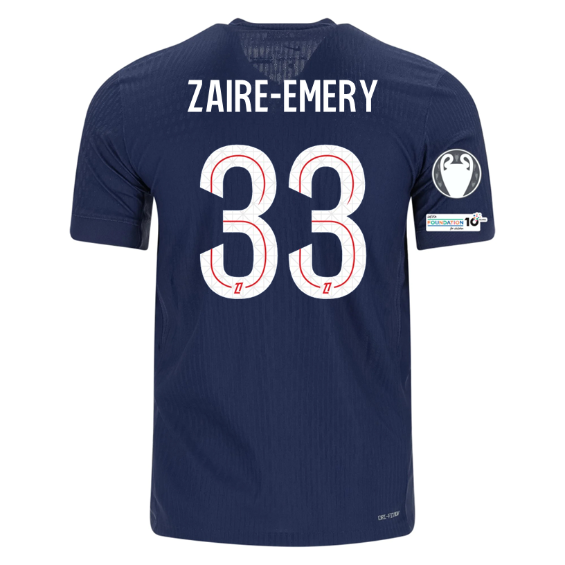 Nike Men's Zaire- Emery Paris Saint-Germain Authentic Home Jersey 25/26 w/ Champions League Patches (Navy)