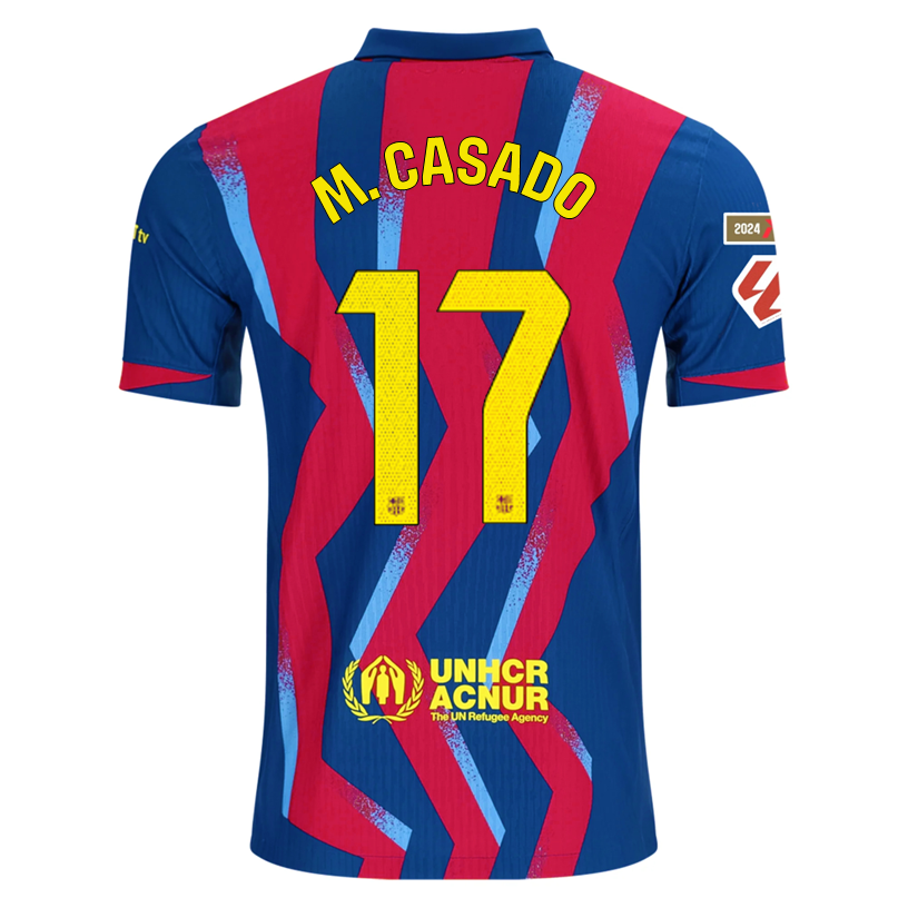 Nike Men's FC Barcelona M. Casado 4th Authentic Jersey 25/26 w/ La Liga Patches (Blue/Red/Yellow)
