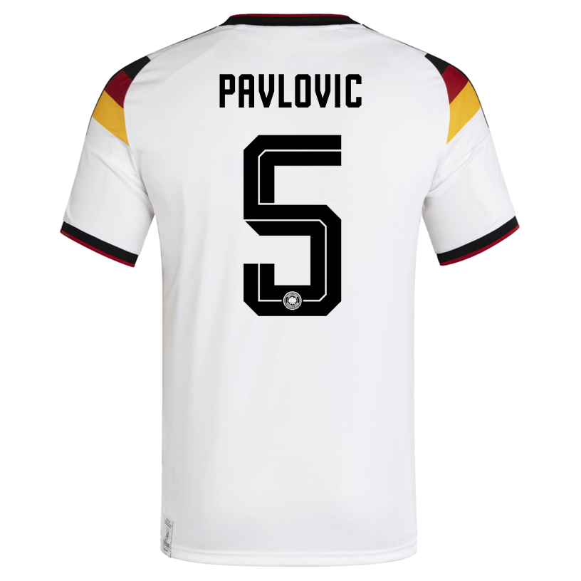 adidas Men's Pavlovic Germany Home World Cup Jersey 2026 (White/Black)