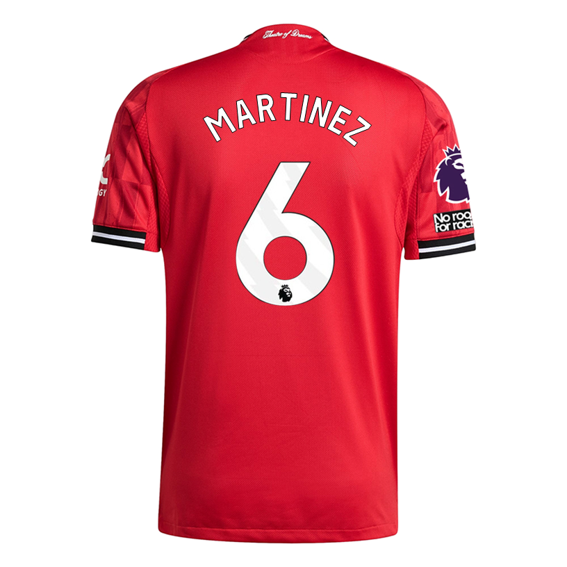 adidas Martinez Men's Manchester United Authentic Home Jersey 25/26 w/ NRFR + EPL Patch (Red)