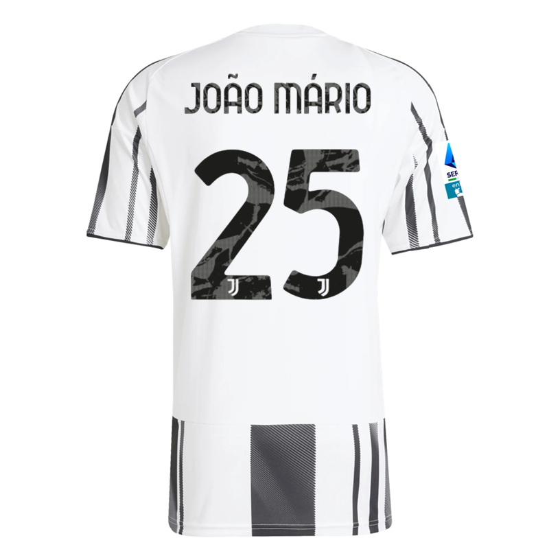 adidas Men's Juventus Joao Mario Home Jersey w/ Serie A Patch 25/26 (White/Black/Pink)