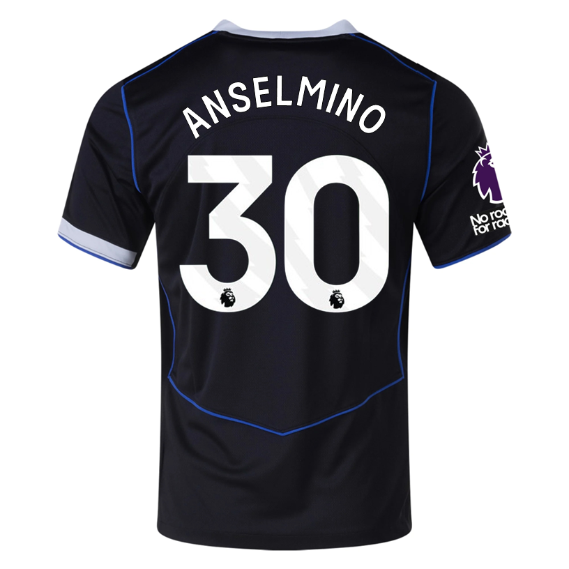 Nike Anselmino Chelsea T90 Third Jersey w/ EPL + NRFR + CWCC Patch 25/26 (Black/Silver)