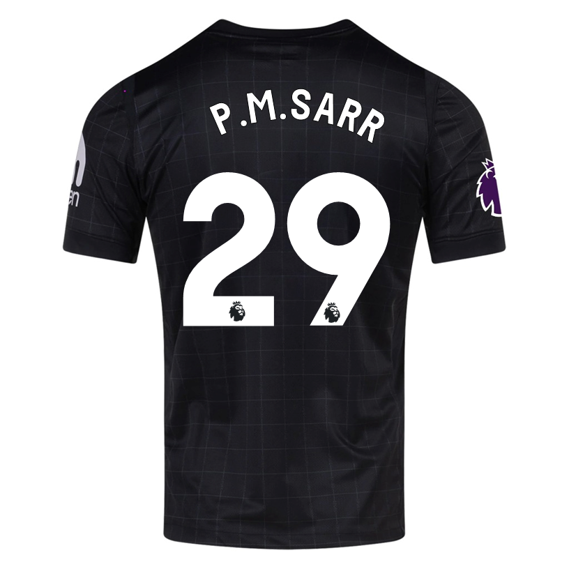 Nike P.M. Sarr Men's Tottenham Away Jersey w/ EPL + No Room For Racism Patches 25/26 (Black/Iron)