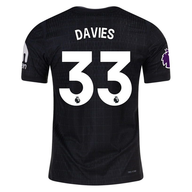 Nike Davies Tottenham Hotspur Authentic Away Jersey 25/26 w/ EPL Patch (Black/Iron)