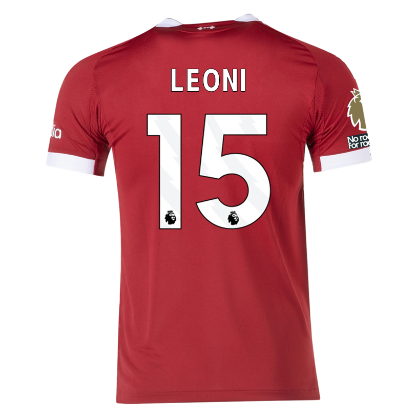 adidas Men's Liverpool FC Authentic Leoni Home Jersey 25/26 w/ EPL + NRFR Patches (Strawberry Red)