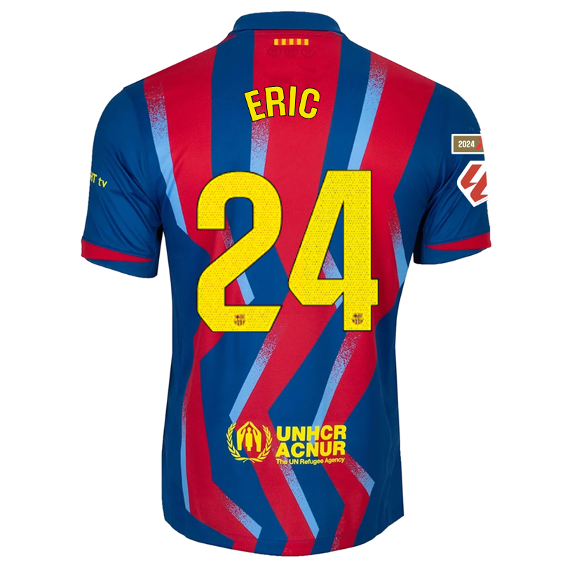 Nike Men&#39;s FC Barcelona Eric 4th Jersey 25/26 w/ La Liga Patches (Blue/Red/Yellow)