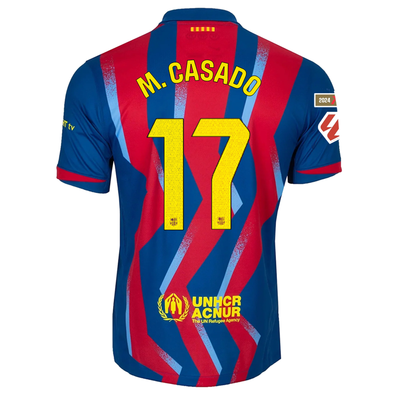 Nike Men&#39;s FC Barcelona M. Casado 4th Jersey 25/26 w/ La Liga Patches (Blue/Red/Yellow)