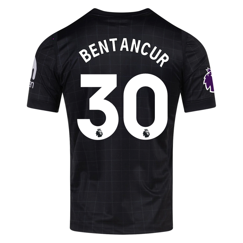 Nike Bentancur Men's Tottenham Away Jersey w/ EPL + No Room For Racism Patches 25/26 (Black/Iron)