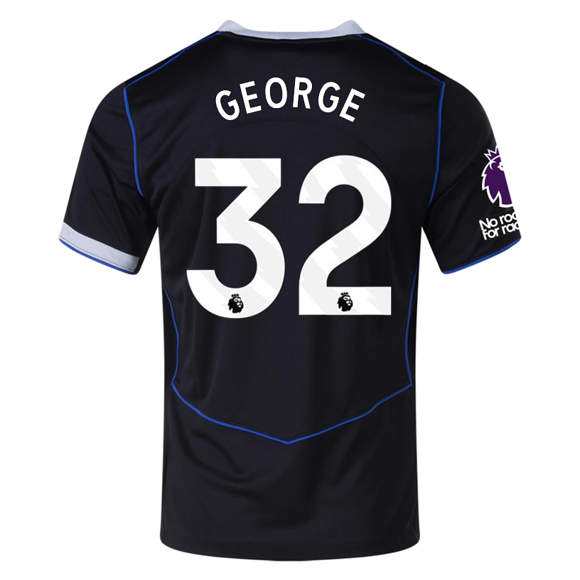 Nike George Chelsea T90 Third Jersey w/ EPL + NRFR + CWCC Patch 25/26 (Black/Silver)