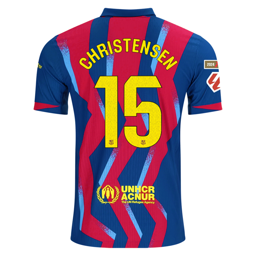 Nike Men's FC Barcelona Christensen 4th Authentic Jersey 25/26 w/ La Liga Patches (Blue/Red/Yellow)
