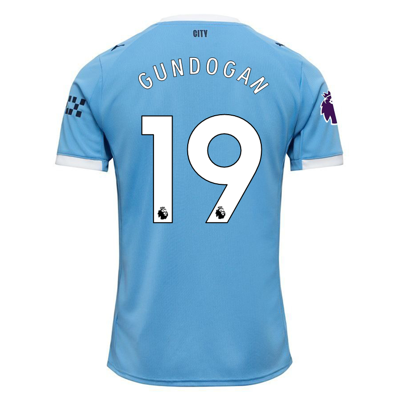 Puma Ilkay Gundogan Manchester City Home Jersey 25/26 w/ EPL + Sponsor Patch (Team Light Blue/Puma White)