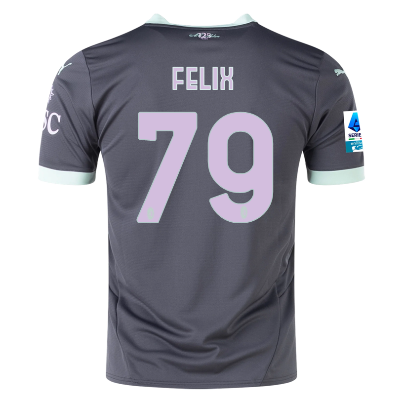 Puma AC Milan Joao Felix Third Jersey w/ Serie A Patch 24/25 (Shadow Gray/Fresh Mint)