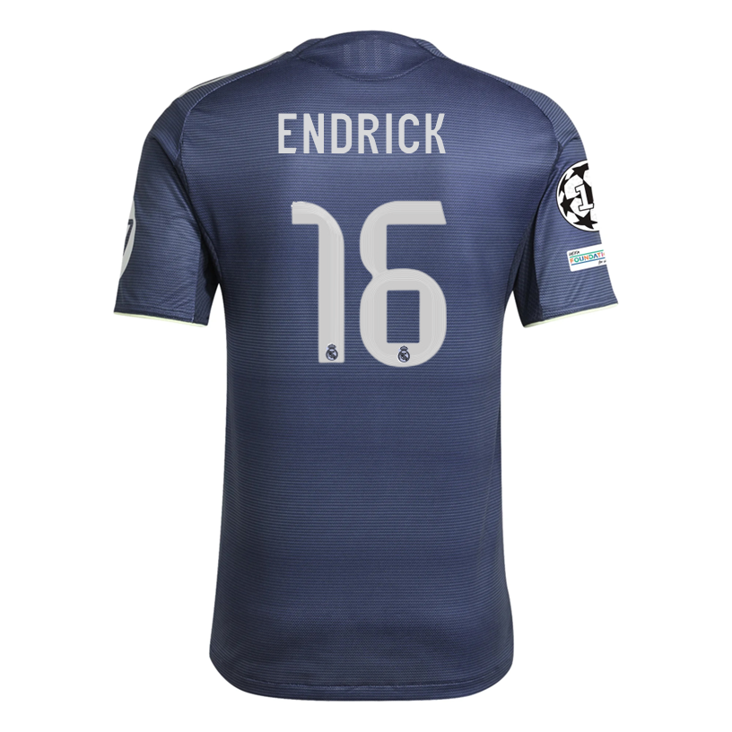 adidas Endrick Real Madrid Authentic Away Jersey 25/26 w/ Champions League Patches (Legend Ink