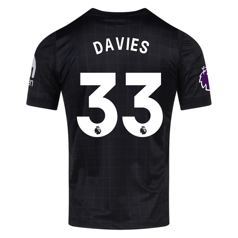Nike Davies Men's Tottenham Away Jersey w/ EPL + No Room For Racism Patches 25/26 (Black/Iron)
