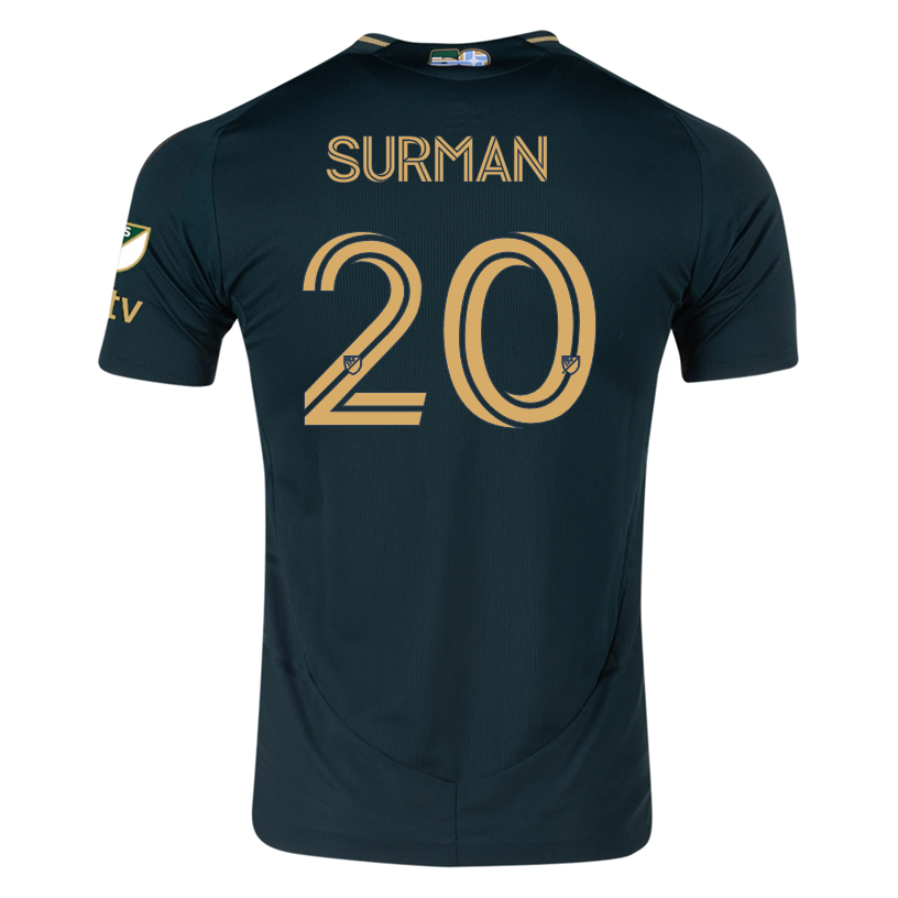 adidas Finn Surman Portland Timbers Authentic Home Jersey w/ MLS &amp; Apple Patch 25/26 (Green/Gold)