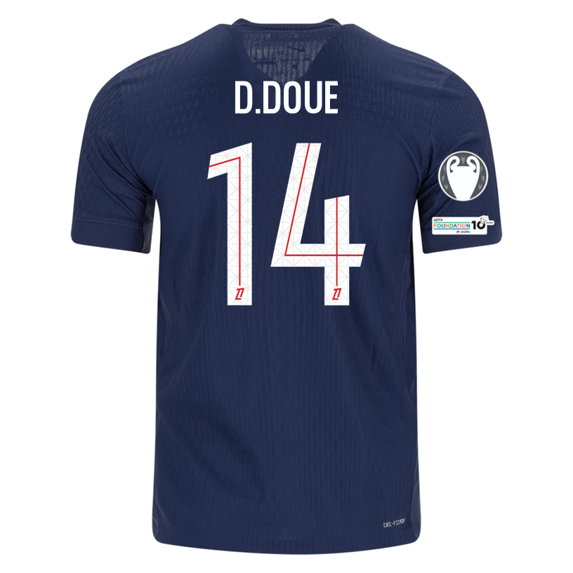 Nike Men's Doue Paris Saint-Germain Authentic Home Jersey 25/26 w/ Champions League Patches (Navy)