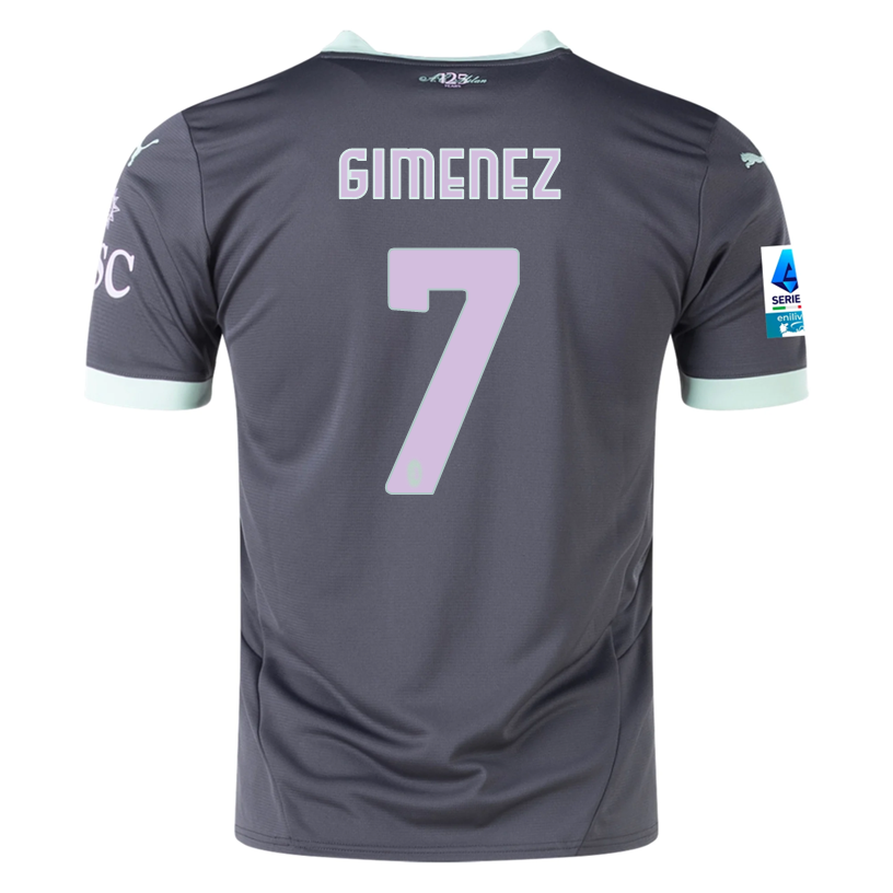 Puma AC Milan Santiago Gimenez Third Jersey w/ Serie A Patch 24/25 (Shadow Gray/Fresh Mint)