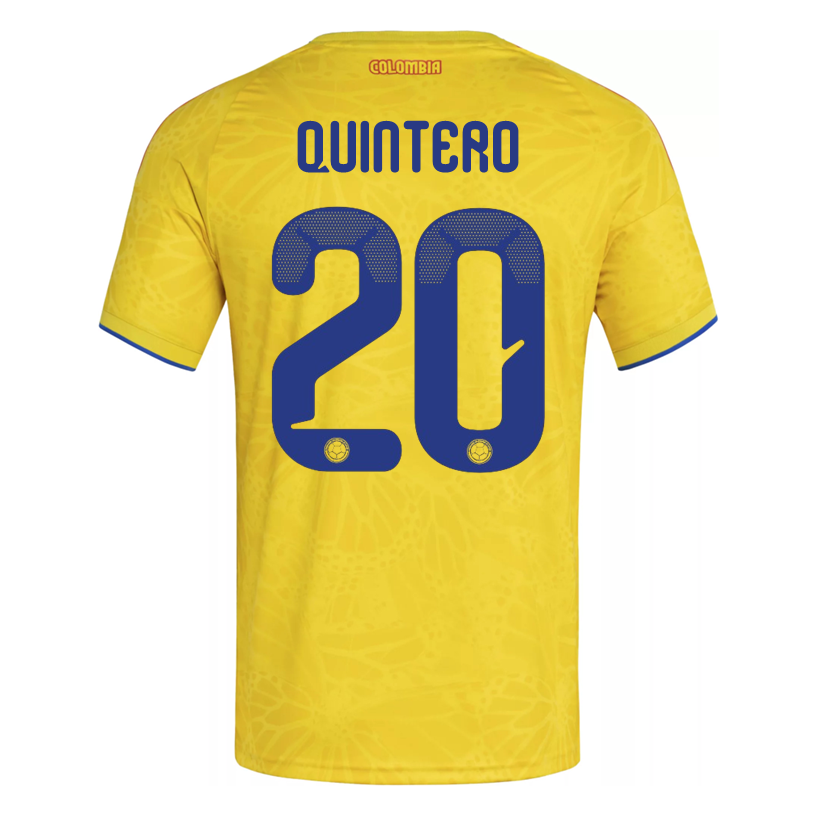 adidas Men's Quintero Colombia 2026 Authentic Home Jersey (Impact Yellow)