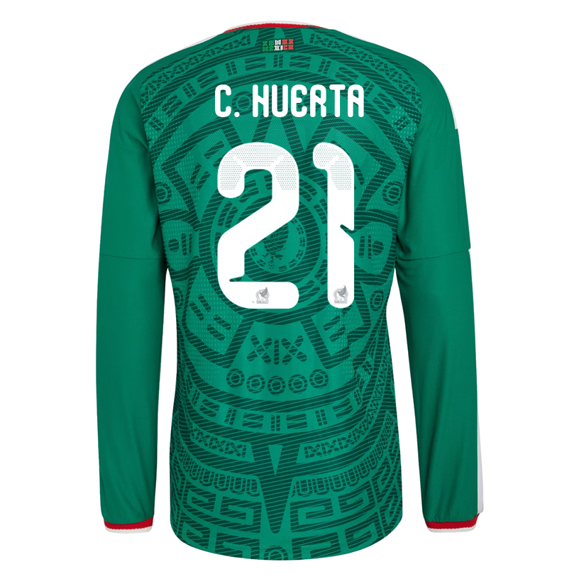 adidas Men's C. Huerta Mexico Long-Sleeve Authentic Home Jersey 2026 (Bold Green)