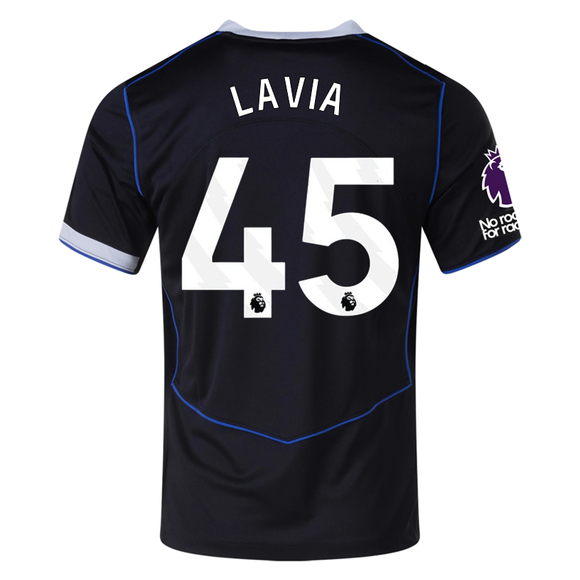 Nike Lavia Chelsea T90 Third Jersey w/ EPL + NRFR + CWCC Patch 25/26 (Black/Silver)