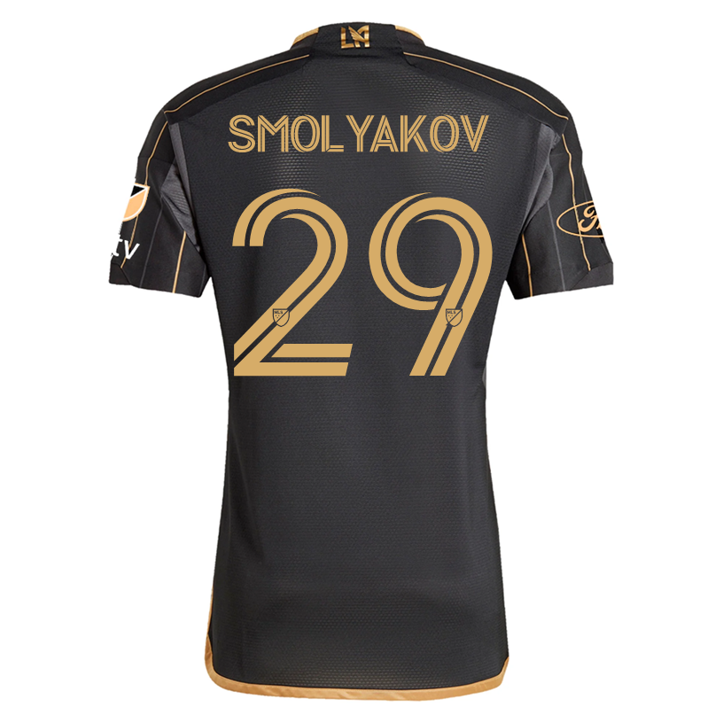 adidas Artem Smolyakov LAFC Home 2025 Jersey w/ MLS + Apple TV + Ford Patches (Black/Gold)