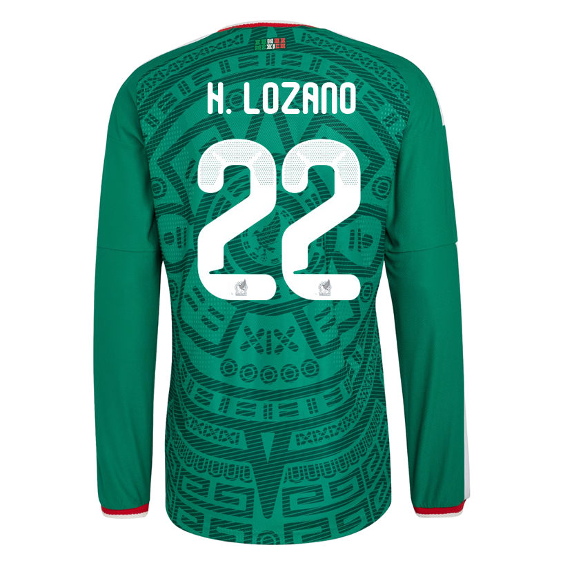 adidas Men&#39;s H. Lozano Mexico Long-Sleeve Authentic Home Jersey 2026 (Bold Green)