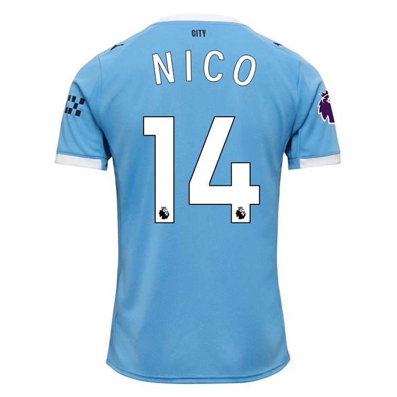 Puma Nico Manchester City Home Jersey 25/26 w/ EPL + Sponsor Patch (Team Light Blue/Puma White)