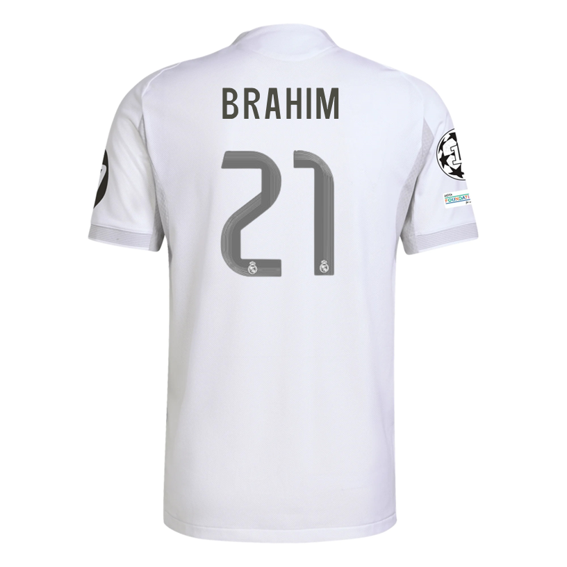 adidas Brahim Díaz Real Madrid 25/26 Home Jersey w/ Champions League Patches (White)