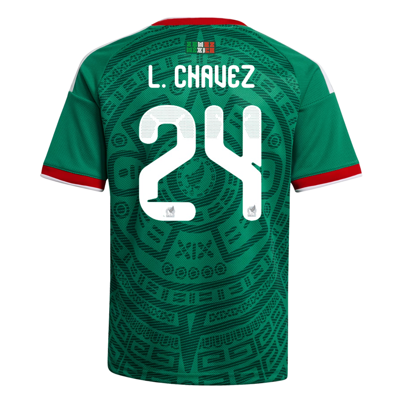 adidas Youth L. Chavez  Mexico 2026 Home World Cup Jersey (Bold Green)