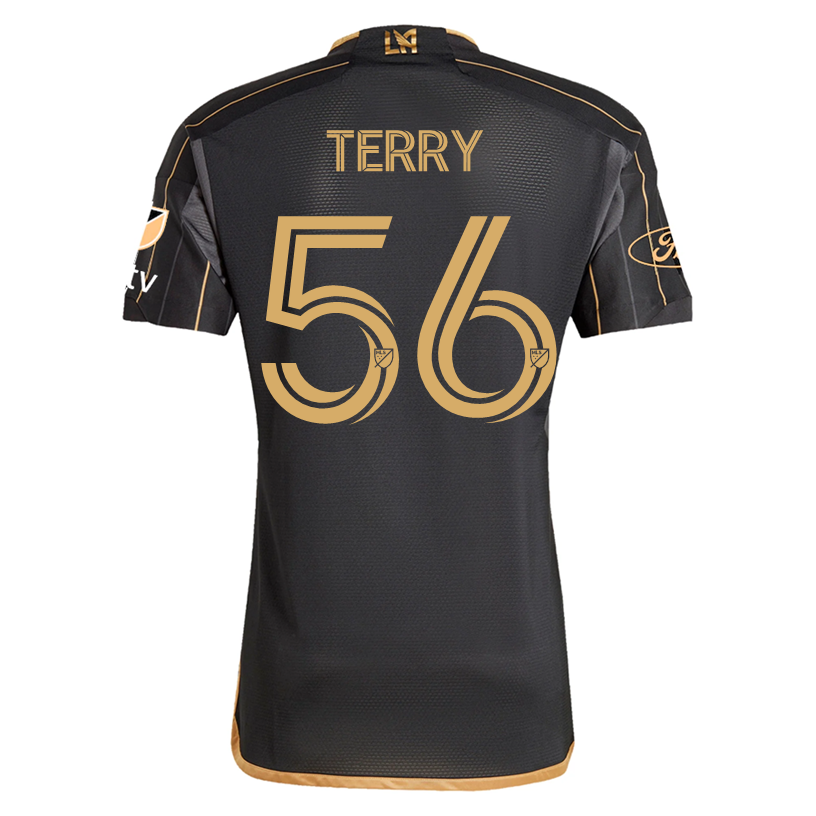 adidas Jude Terry LAFC Home 2025 Jersey w/ MLS + Apple TV + Ford Patches (Black/Gold)