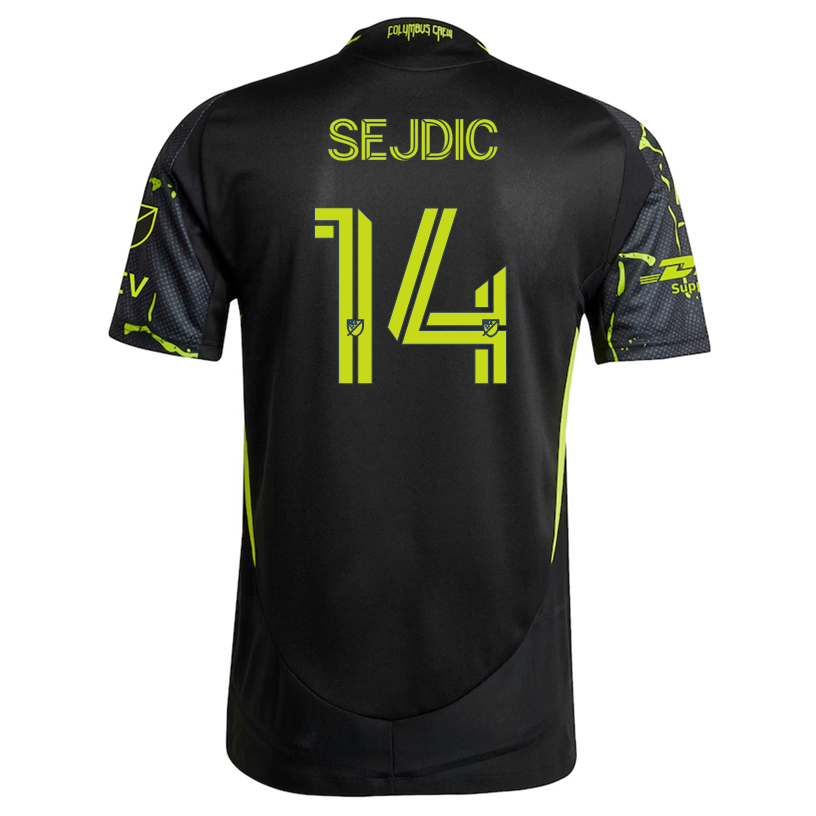 adidas Amar Sejdić Columbus Crew Authentic Away Jersey w/ MLS Patches 25/26 (Black/Yellow)