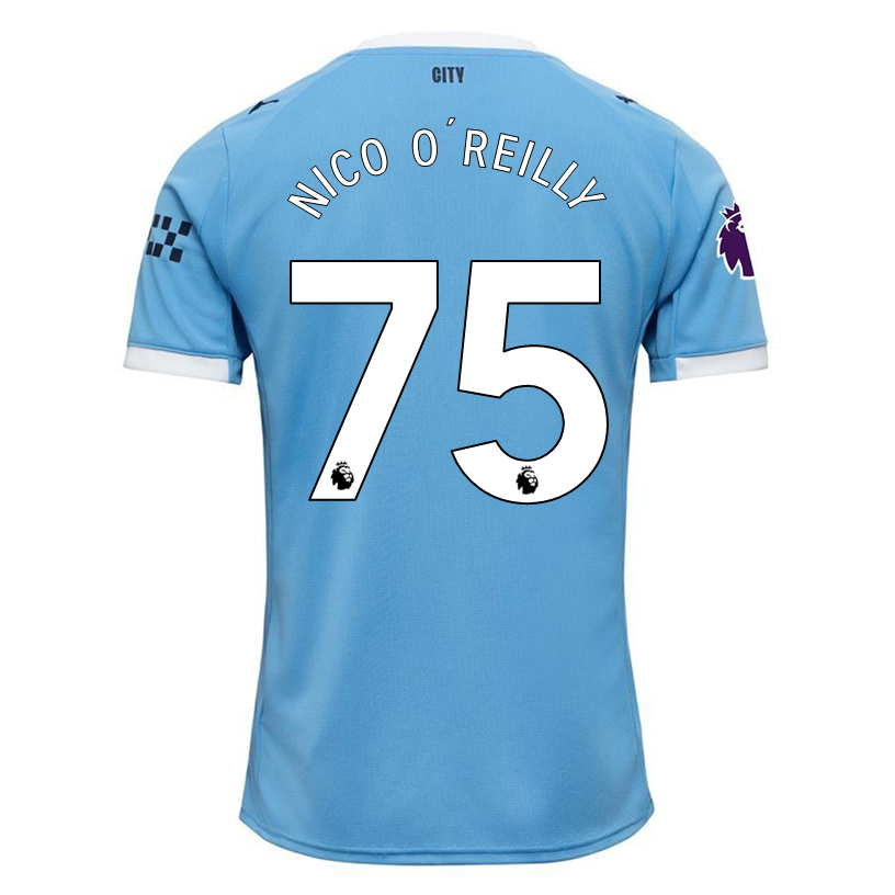 Puma Nico O'reilly Manchester City Home Jersey 25/26 w/ EPL + Sponsor Patch (Team Light Blue/Puma White)
