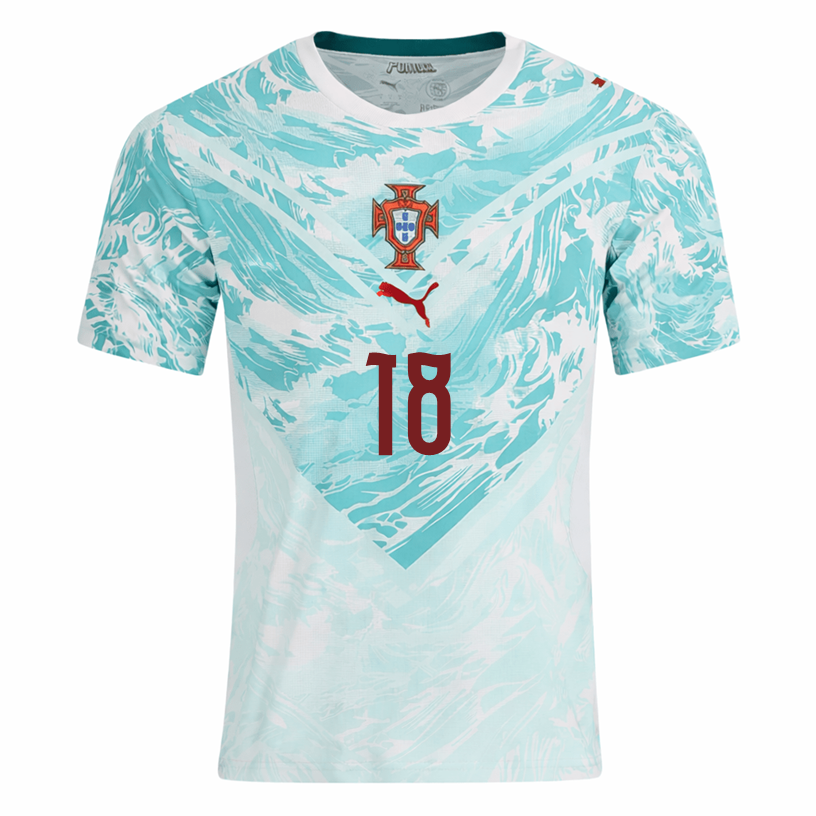 PUMA Men's Neto Portugal 2026 Authentic Match Away Jersey (White/Green Lagoon)