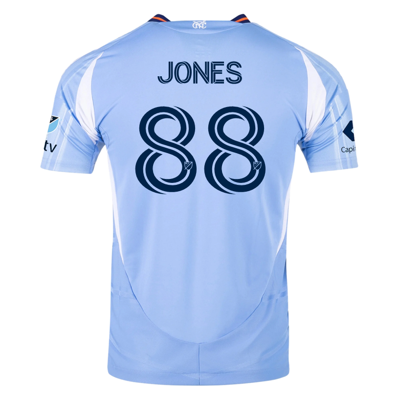 adidas Malachi Jones New York City FC Authentic Home Jersey 25/26 w/ MLS Patches (Bahia Light Blue)