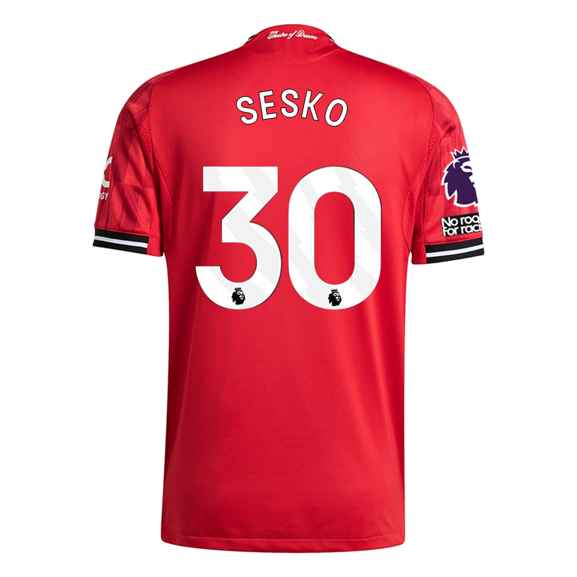 adidas Sesko Men's Manchester United Authentic Home Jersey 25/26 w/ NRFR + EPL Patch (Red)