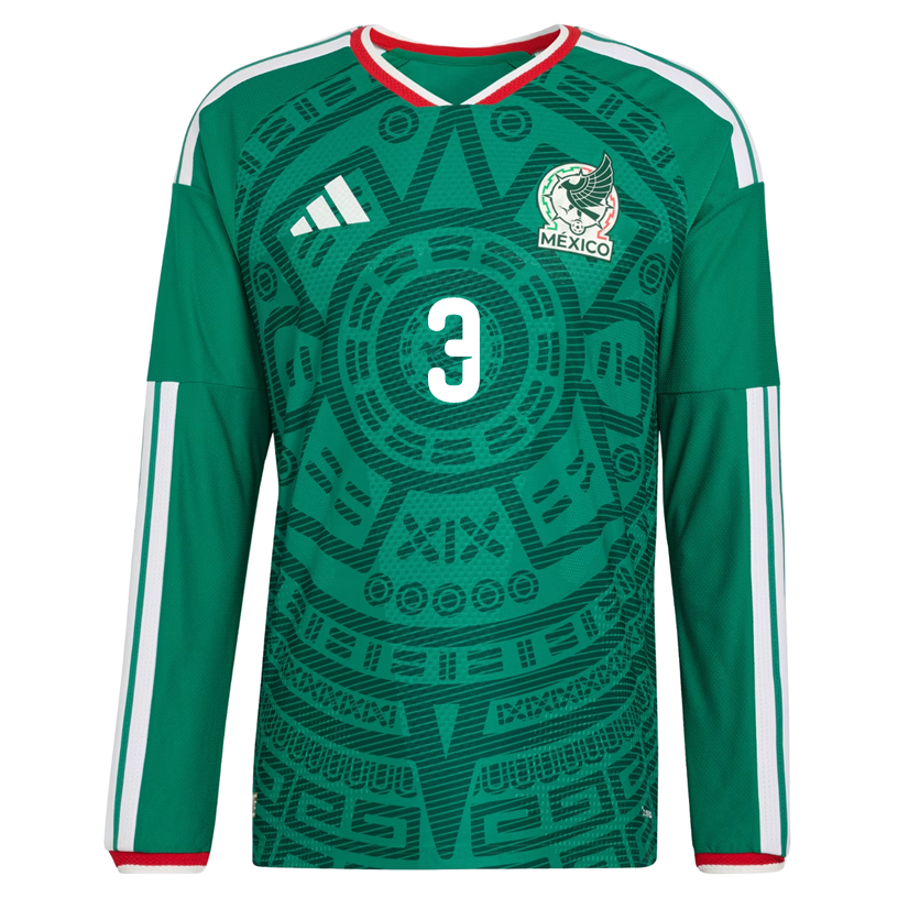 adidas Men's C. Montes  Mexico Long-Sleeve Authentic Home Jersey 2026 (Bold Green)