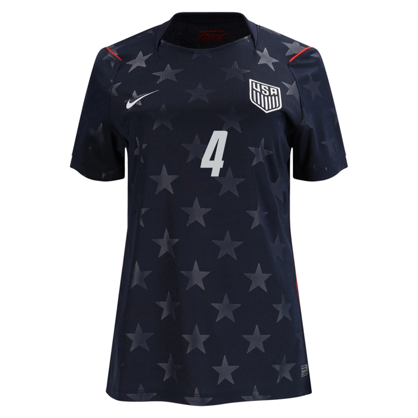 Nike Women’s Adams United States Away Stadium Jersey 2026 (Dark Obsidian/Pure Platinum)
