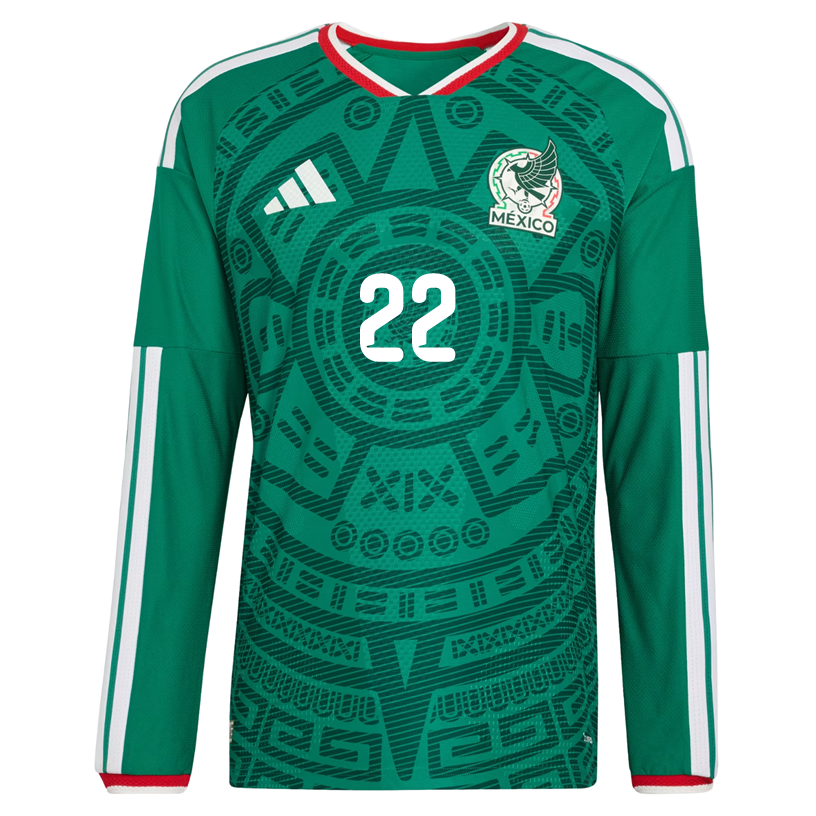 adidas Men's H. Lozano Mexico Long-Sleeve Authentic Home Jersey 2026 (Bold Green)