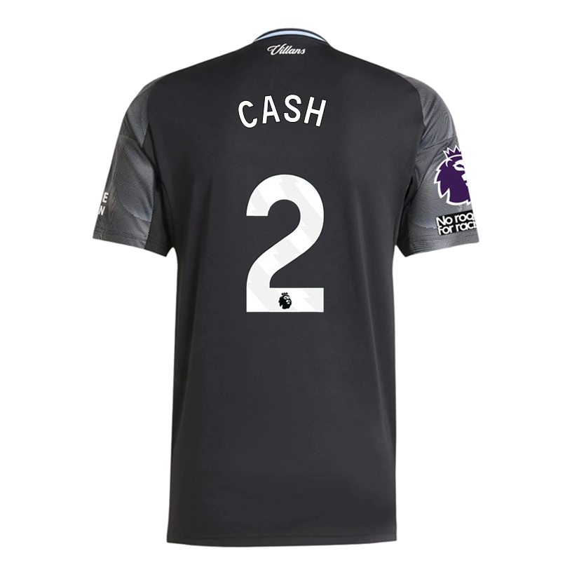 adidas Cash Men&#39;s Aston Villa 25/26 Away Jersey w/ EPL + NRFR Patches (Black/Global Blue)