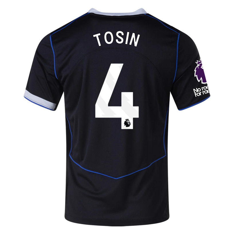 Nike Tosin Chelsea T90 Third Jersey w/ EPL + NRFR + CWCC Patch 25/26 (Black/Silver)