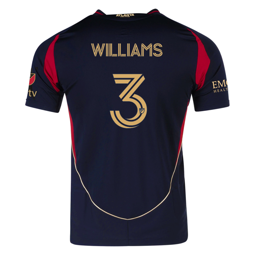 adidas Derrick Williams Atlanta United Authentic Home Jersey w/ MLS Patches 25/26 (Red/Black)