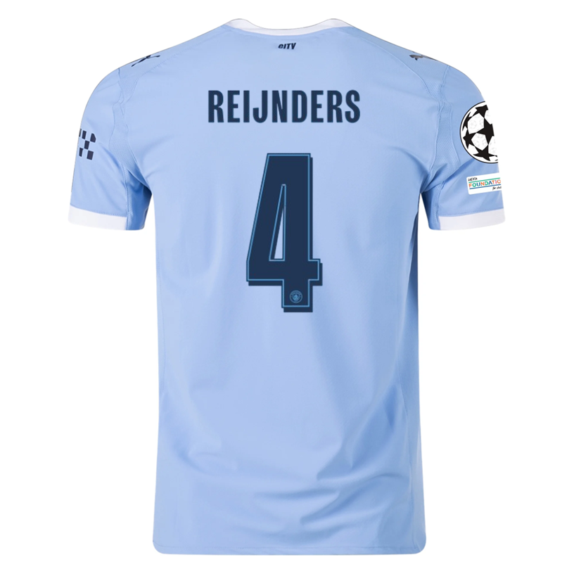 Puma Manchester City Authentic Reijnders Home Jersey w/ Champions League Patches 25/26 (Team Light Blue/White)