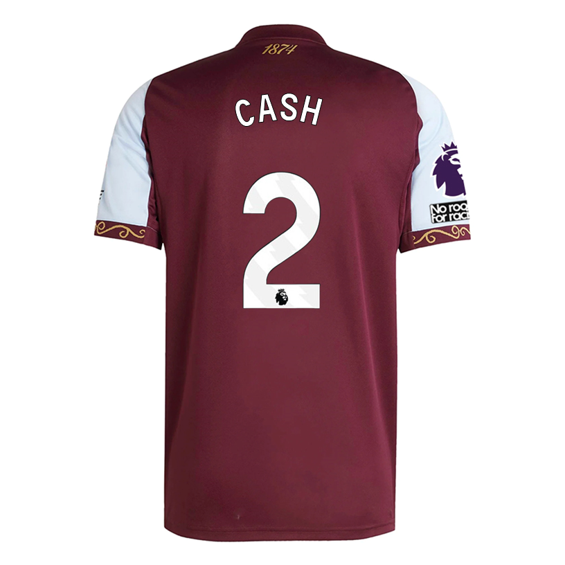 adidas Cash Men&#39;s Aston Villa Home Jersey 25/26 w/ NRFR + EPL Patches (Maroon/Blue)