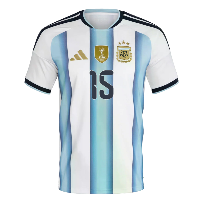 adidas Men's Gonzalez Argentina 2026 Home World Cup Jersey (White/Icey Light Blue)