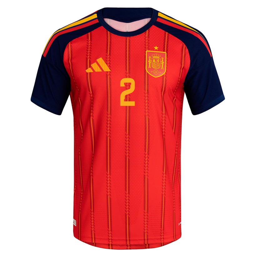 adidas Men's Carvajal  Spain Authentic World Cup Home Jersey 2026 (Vivid Red)