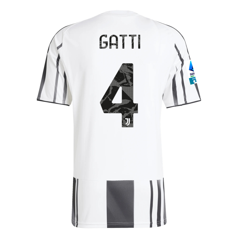 adidas Men's Juventus Gatti Home Jersey w/ Serie A Patch 25/26 (White/Black/Pink)